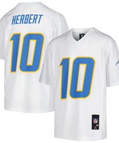 Alternative view of Justin Herbert Los Angeles Chargers Youth Replica Player Jersey - White/Powder Blue