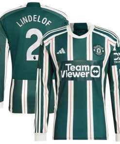 Victor Lindelof Manchester United adidas 2023/24 Away Long Sleeve Replica Player Jersey - Green