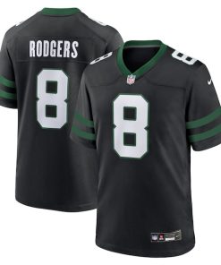 Alternative view of Aaron Rodgers New York Jets Nike Alternate Game Jersey - Legacy Black/Green/White