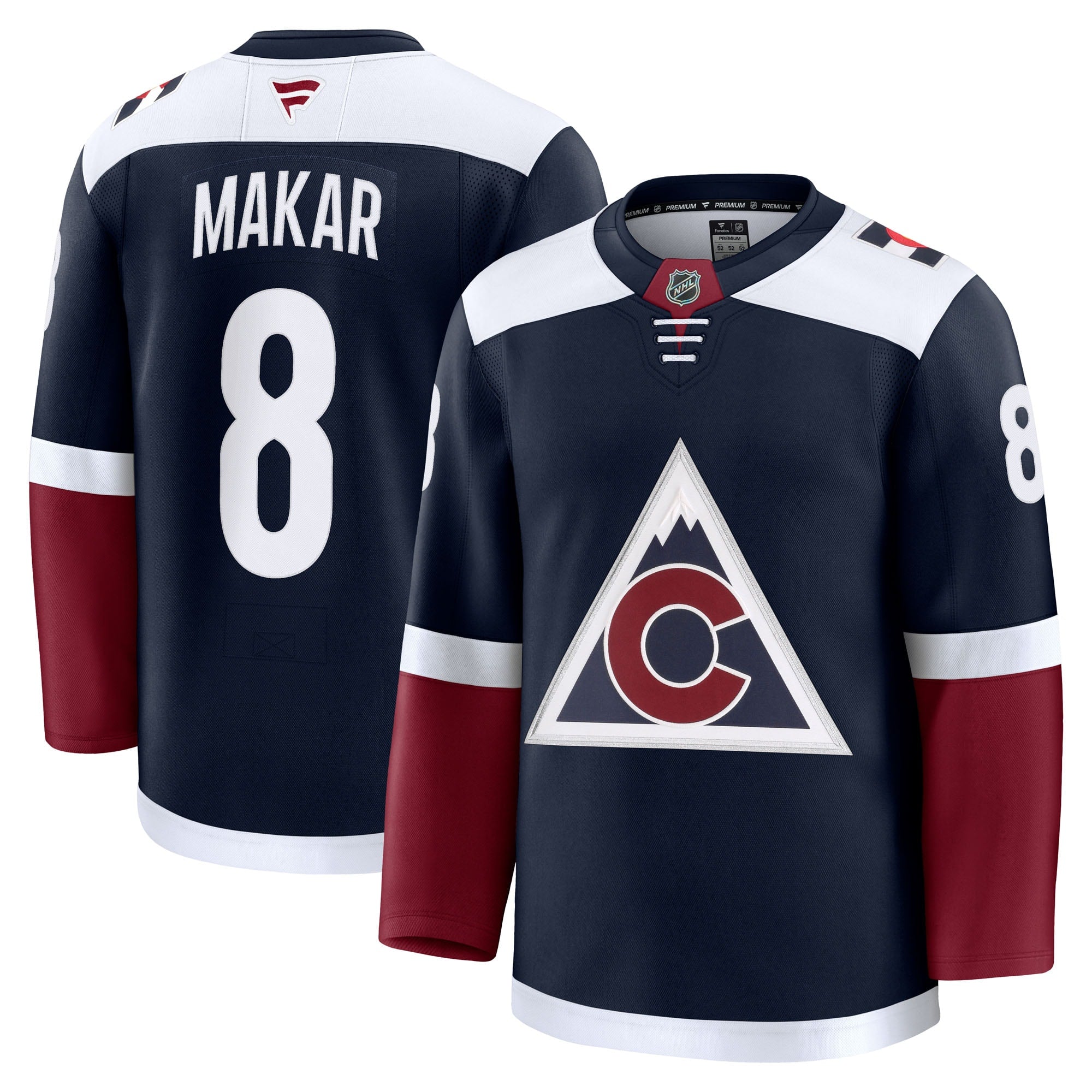Cale Makar Colorado Avalanche Away Premium Jersey - White/Burgundy/Navy - Image 9