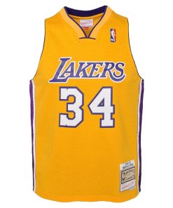 Alternative view of Shaquille O'Neal Los Angeles Lakers 1999/00 Hardwood Classics Swingman Jersey - Gold