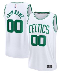 Alternative view of Boston Celtics  Fast Break Custom Jersey - Association Edition - White/Kelly Green/Black