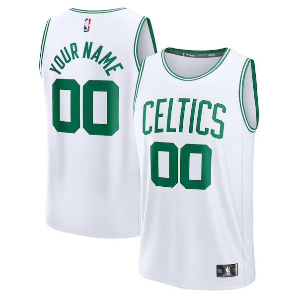 Boston Celtics Fast Break Custom Jersey - Association Edition - White/Kelly Green/Black - Image 2