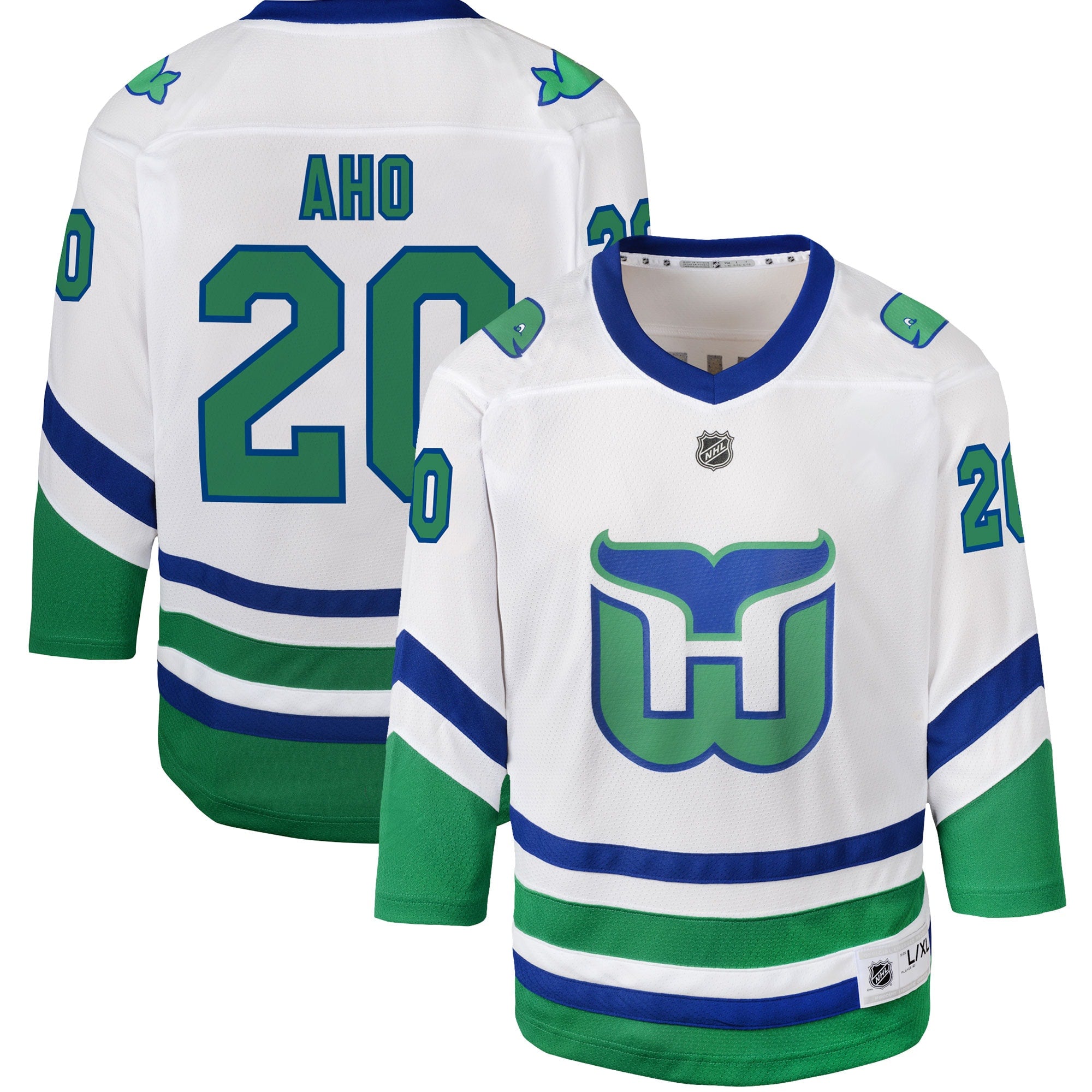 Sebastian Aho Carolina Hurricanes Youth Home Replica Player Jersey - Black/White - Image 4