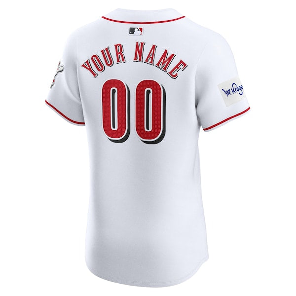 Cincinnati Reds Nike Home Elite Custom Patch Jersey - White - Image 3