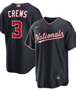 Alternative view of Dylan Crews Washington Nationals Nike Alternate Replica Jersey - Navy/White