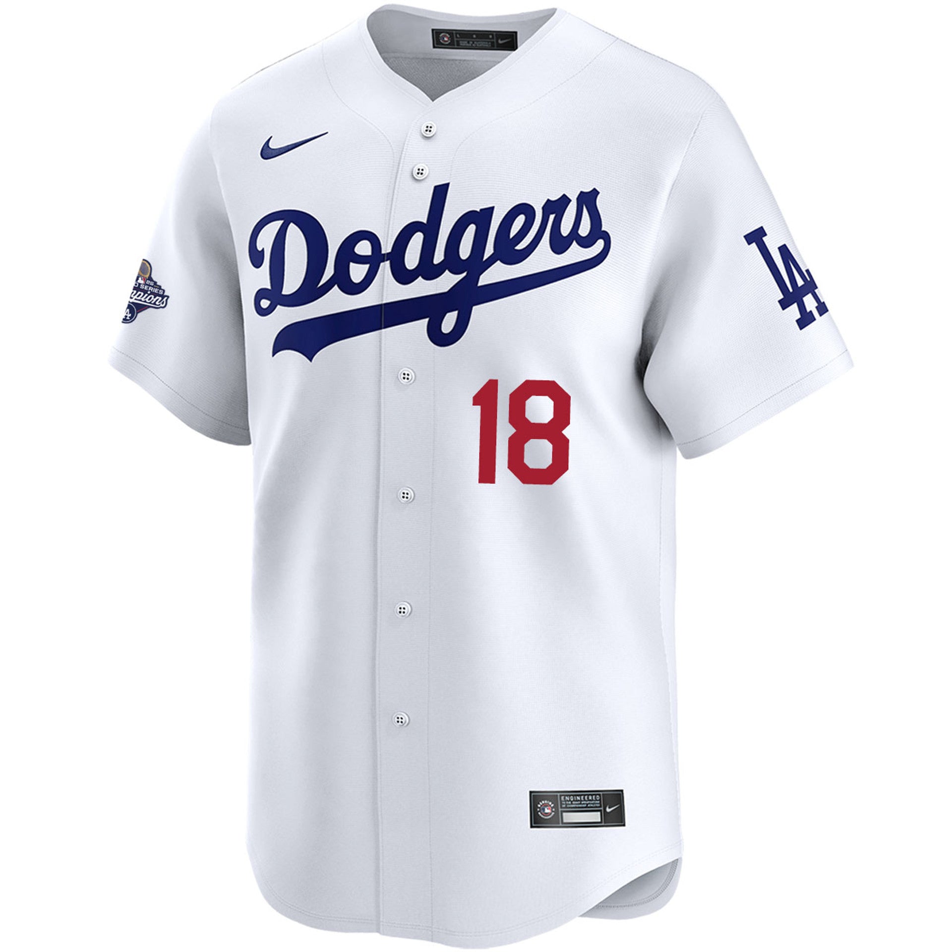 Yoshinobu Yamamoto Los Angeles Dodgers Nike 2025 World Series Champions Limited Jersey - White - Image 4