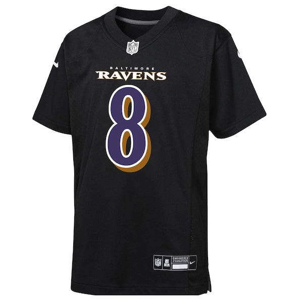 Lamar Jackson Baltimore Ravens Nike Youth Fashion Game Jersey - Black/Purple - Image 3