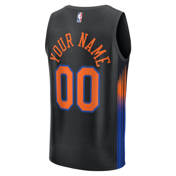 New York Knicks Fastbreak Custom Jersey - Statement Edition - Black/Navy/Blue - Image 8