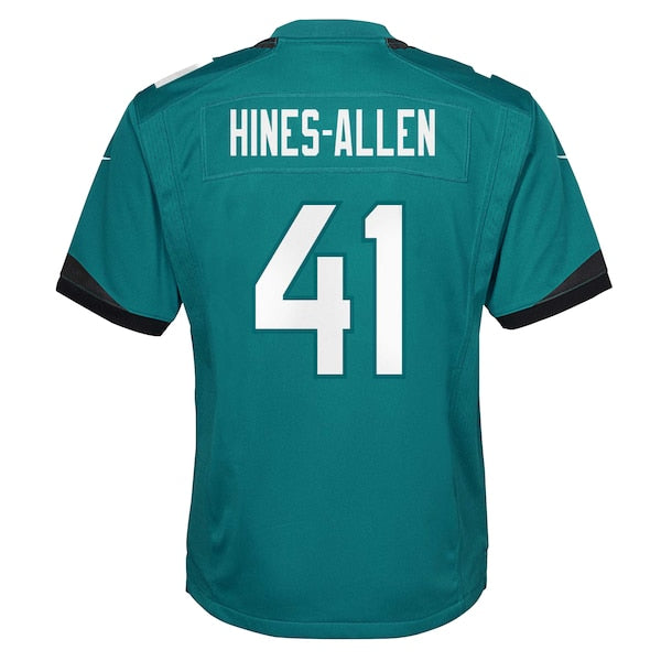 Josh Hines-Allen Jacksonville Jaguars Nike Youth Team Game Jersey - Teal - Image 3