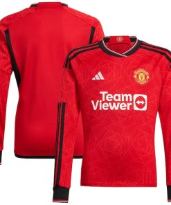 Manchester United adidas 2023/24 Home Replica Long Sleeve Jersey - Red