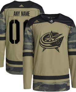 Columbus Blue Jackets adidas Military Appreciation Team Authentic Custom Practice Jersey - Camo