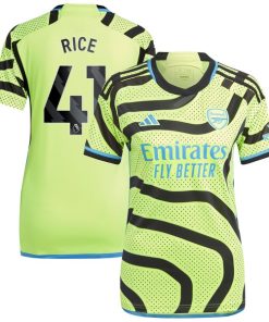 Alternative view of Declan Rice Arsenal adidas Women's 2023/24 Away Replica Player Jersey - Yellow/Green/Red