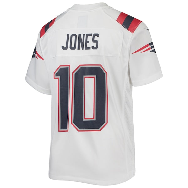 Mac Jones New England Patriots Nike Youth Game Jersey - White/Navy/Red - Image 4