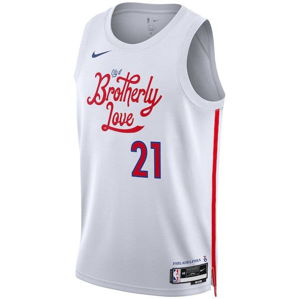 Joel Embiid Philadelphia 76ers Nike Unisex 2022/23 Swingman Jersey - City Edition - White - Image 2
