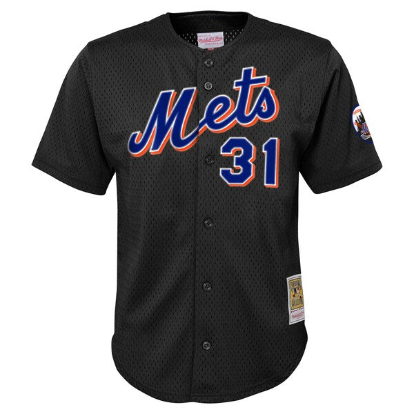 Mike Piazza New York Mets Youth Cooperstown Collection?Mesh Batting Practice Jersey - Black - Image 2