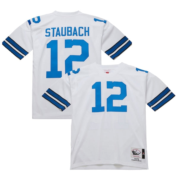 Roger Staubach Dallas Cowboys 1975 Authentic Throwback Retired Player Jersey - White/Royal