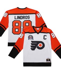 Alternative view of Eric Lindros Philadelphia Flyers 1996-97 Power Play Jersey - White/Orange