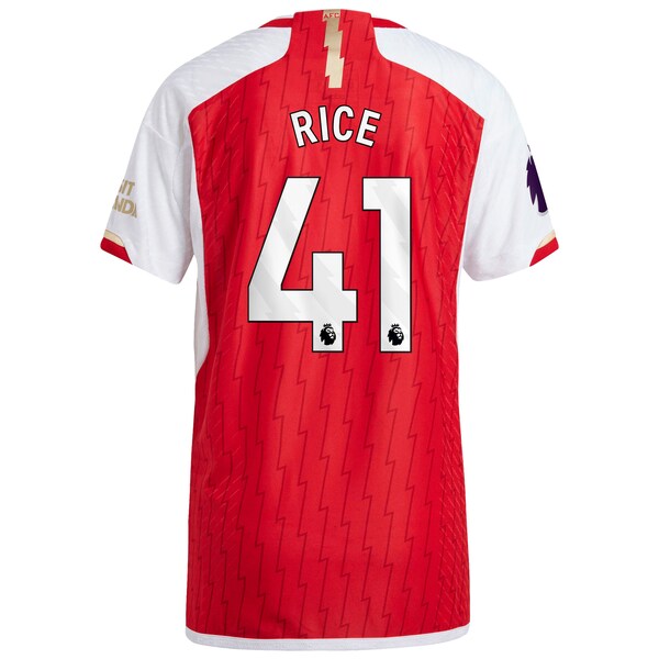 Declan Rice Arsenal adidas 2023/24 Home Authentic Player Jersey - Red/Yellow - Image 4
