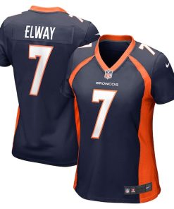 Alternative view of John Elway Denver Broncos Nike Women's Retired Player Jersey - Navy/Orange