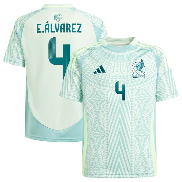 Edson Alvarez Mexico National Team adidas Youth 2024 Away Replica Player Jersey - Green/Burgundy - Image 2