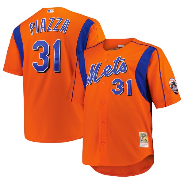 Mike Piazza New York Mets Big & Tall Cooperstown Collection Mesh Batting Practice Jersey - Orange/Royal