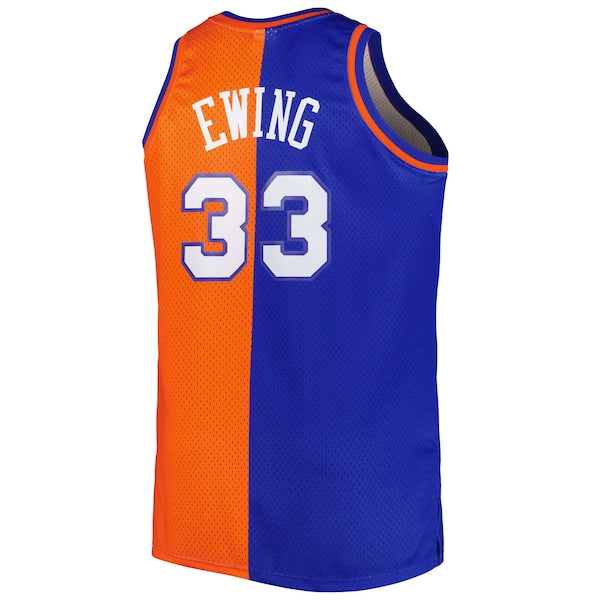 Patrick Ewing New York Knicks Big & Tall Hardwood Classics 1991/92 Split Swingman Jersey - Blue/Orange - Image 3